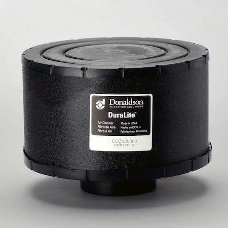 Donaldson AIR FILTER, ENGINE, ECC DURALITE AIR CLEANER, 216MM BODY DIA, 76MM OUTLET DIA, 127MM LENGTH C085003